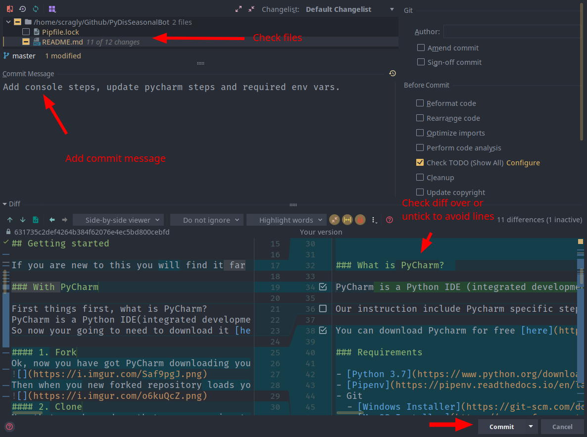 PyCharm Commit